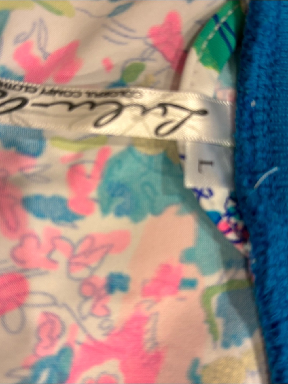 Lulu-B Floral Tropical Blue Pink Bomber Jacket - Picture 5 of 5
